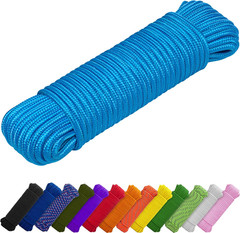 TECEUM Rope – 90 Feet X 1/4 Inch (7Mm) – Sky Blue – Strong All-Purpose Utility R