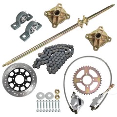 44″ Go Kart Live Axle Kit Sprocket+Brake Disc+Chain+Brake assembly+wheel hubs