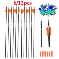 6/12Pcs 26/28″ Carbon Arrows Hunting Arrows for Compoundbow Recurvebow Outdoor