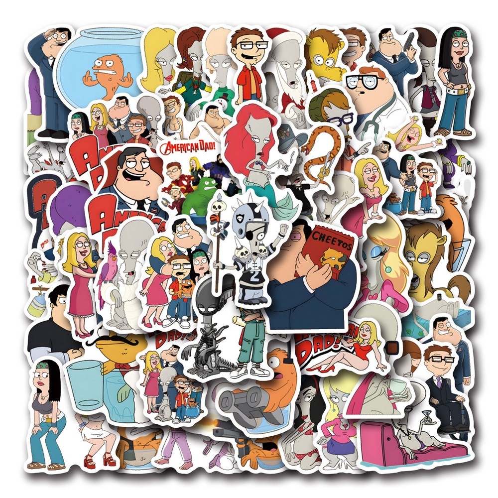 Mix 10/50 PCs American Dad Luggage Notebook Laptop Car Gift Vinyl Stickers