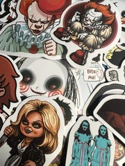 25 Piece Mix Lot 2” Horror Movie Stickers Decals, Water Bottle, Halloween Random