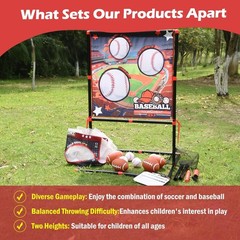 VROGTIK 2-in-1 Football Baseball Toss Game Kids 3-8 Backyard Beach Camping Toy