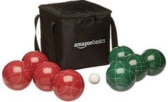 Amazon Basics Bocce Ball Set, 100mm, Green/Red/White