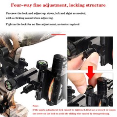 Compound Bow Sight 5 Pin Micro Adjustable Adaptor 0.019″ Archery Hunting RH LH