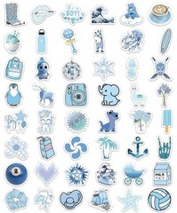 30PCS Cute Summer Blue Ocean Aesthetic Stickers For Water Bottle Laptop