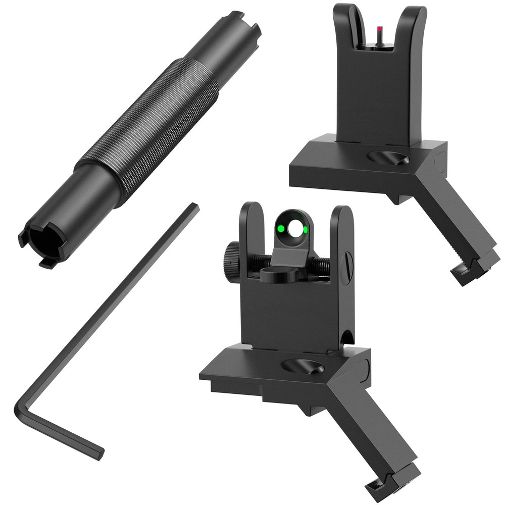 Iron Sights 45 Degree Offset Flip Up Sights with Red Green Fiber Optic Dots,F…