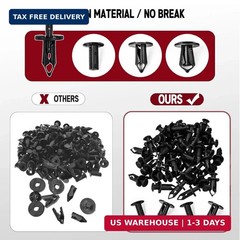 200Pcs Polaris Push Pins, UTV Nylon Fender Clips & Body Rivets with Tool, Compat