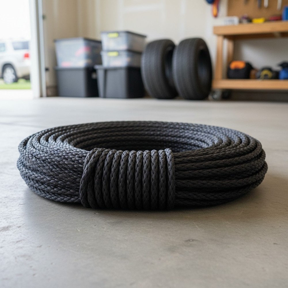 Blue Rope 1/8″ x 50′ – 2300 lb Dyneema Fiber, Torque-Free, Black
