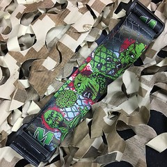 NEW KM Paintball Universal Mask Goggle Strap – Zombie Brains – Lime/Red