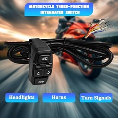 Motorcycle Head Light Turn Switch, 3 in 1 Ebike Light Horn Turn Signal ON/Off