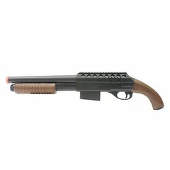 Airsoft Shotgun M47C Tactical Pump Action Rifle 320 FPS Saw Off Buttstock Wood