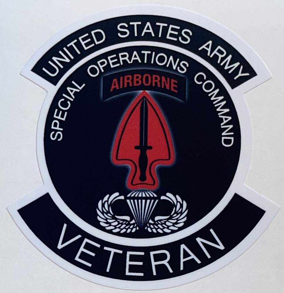 US Army Special Operations Command Airborne Veteran Sticker Waterproof D13