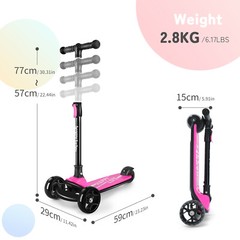 Besrey Kick Scooter 3 Wheel Scooter for 2-10 Years Girls and Boys,Pink