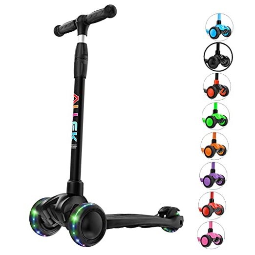 Kick Scooter B03, Lean ‘N Glide 3-Wheeled Push Scooter with Extra Wide Black