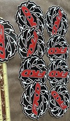 FKD Skateboard Stickers Lot 5 Pcs • 4” Red Black Wheels Logo Decals NOS