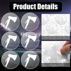 200 Pcs 8 Sheets Football Helmet Stickers Hatchet Decals 1-1/8 White on Clear