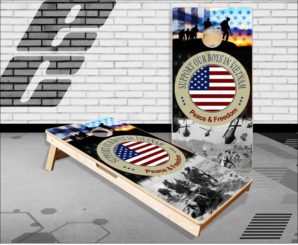 Vietnam Vets Flag Cornhole Boards Bean Bag Toss Game
