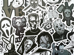 100 Horror Movie Black and White Gothic Laptop Stickers Dark Tattoo Goth Decals