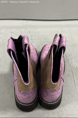 Roper Purple Tan Faux Ostrich Western Ankle Cowboy Boots Womens Size 6