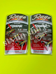 TWO RAGE Slipcam X-TREME extreme 2″+ cut mechanical 2 blade broadheads 100 grain