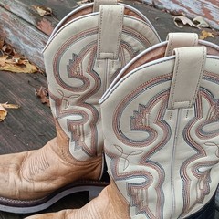 ROPER Western Boots 7 JK Brown Leather Two Tone Embroidered Made in Spain