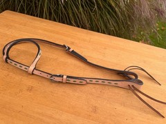 Light Oil w Green Buck Stitching One Ear Western Horse Headstall RANCH PLEASURE