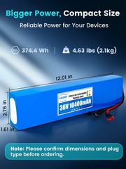 36V 10Ah Lithium Battery Pack Rechargeable for Compatible 36V Electric System
