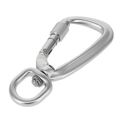 C5810 Silver Semi-Matte, Screw Lock Swivel Carabiner, Aluminum