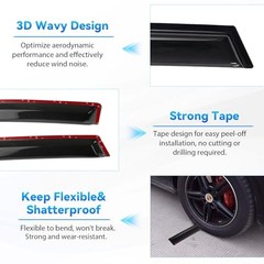 4pcs Front+Rear Smoke Tint Sun/Rain Guard Outside 2019-2024 Ram 1500 Quad Cab