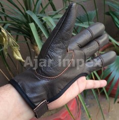 TRADITIONAL ARCHERY SHOOTING GLOVE TOP QUALITY GLOVE 100% REAL LEATHER CHOCLATE