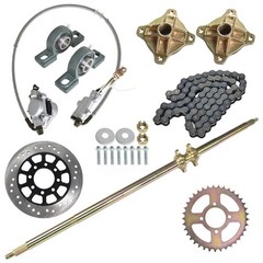 29″ 32″ 44″ Go Kart Rear Live Axle Kit, Sprocket+Hub+Brake Assembly+chain+Disc