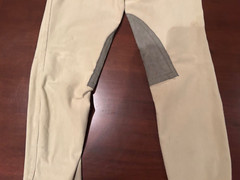 Women’s Devon Aire Beige Knee Patch Pull On Breeches Pants Size 28 M