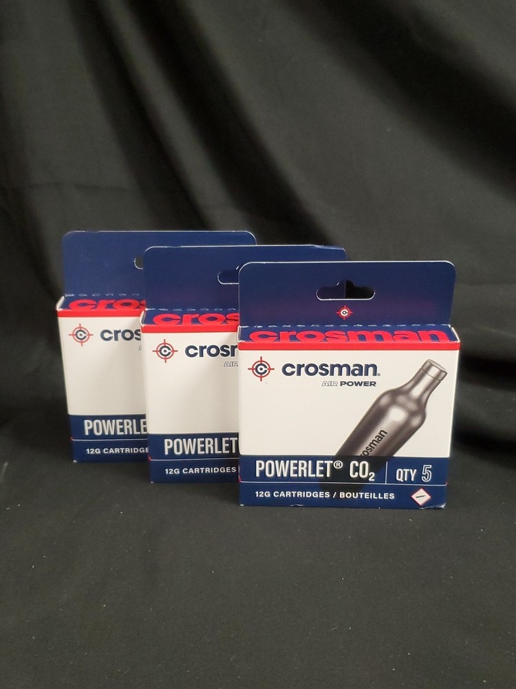 Lot Of 3 Pack Crosman 5-Count CO2 Powerlet 12g Cartridges For Air Pistols NEW