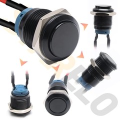 5pcs 16mm Latching Push Button Switch Black Shell with pre 16mm Black Shell