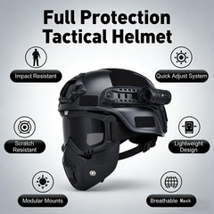Tactical Airsoft Helmet with Detachable Goggles and Full : Military Gear for …
