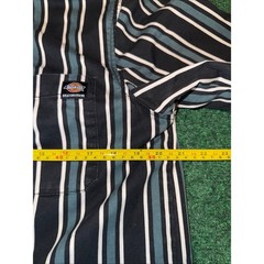 Dickies Skateboarding Button Up Shirt Mens Large Short Sleeve Striped Green Sm