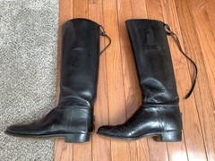 From Spain Equestrian RIDING BOOTS Black Leather Tall Sz Is Estimate 6.5-7