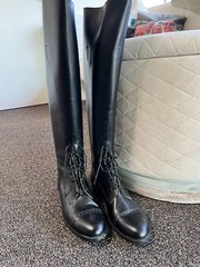 Tall Black Leather Field Boots