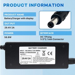 29.4V 2A Lithium Battery Charger DC 1 Prong 5.52.1mm Connector for 7s 24v Li-…