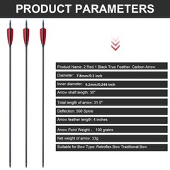 12Pcs 30″ Carbon Arrows Archery Hunting Turkey Feather For Compound/Recurve Bow