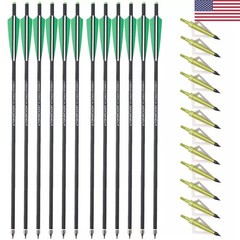 Archery Crossbow Bolts 20 Inch Carbon Arrows Hunting Broadheads Led Nocks Shoot