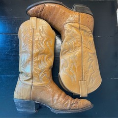 Nocona leather ostrich quill cowboy boots Embroidered with ornate toe Sz 8.5 D