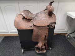 Tooled Leather 15″ Simco Western Saddle a-x
