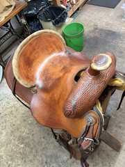 Corriente 15” Ranch Roping Saddle Basketweave Tooled Leather w/ Back Cinch