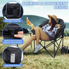 SLSY Oversized Heated Camping Chair Patio Lounge Chairs with 20000mAh Power Bank