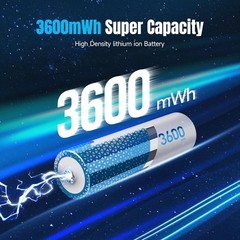 AA Rechargeable Batteries Lithium 16 Pack with Charger – 1.5V 3600mWh High Ca…