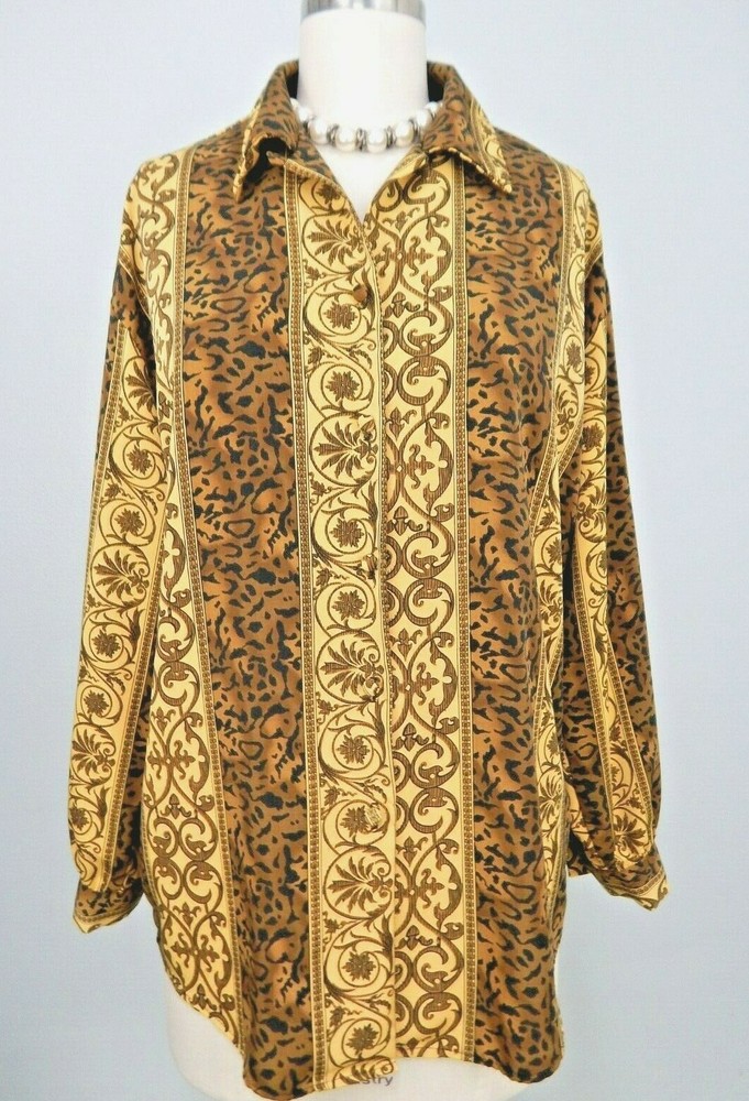 Renaissance Women Sportswear Designer Multi Animal Print PrintTop Sz M USA