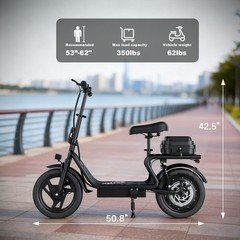 14inch Electric Scooter for Adults with Seat Range 50Miles, Foldable E-Scooter