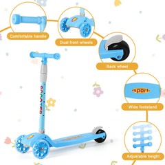 Scooter for Kids 3 Light Up Wheels Kids Kick Scooter Adjustable Foldable Blue