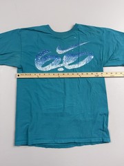 Nike Shirt Womens Medium Blue Bubble Swoosh Logo Graphic Tee Tagless Sports Top